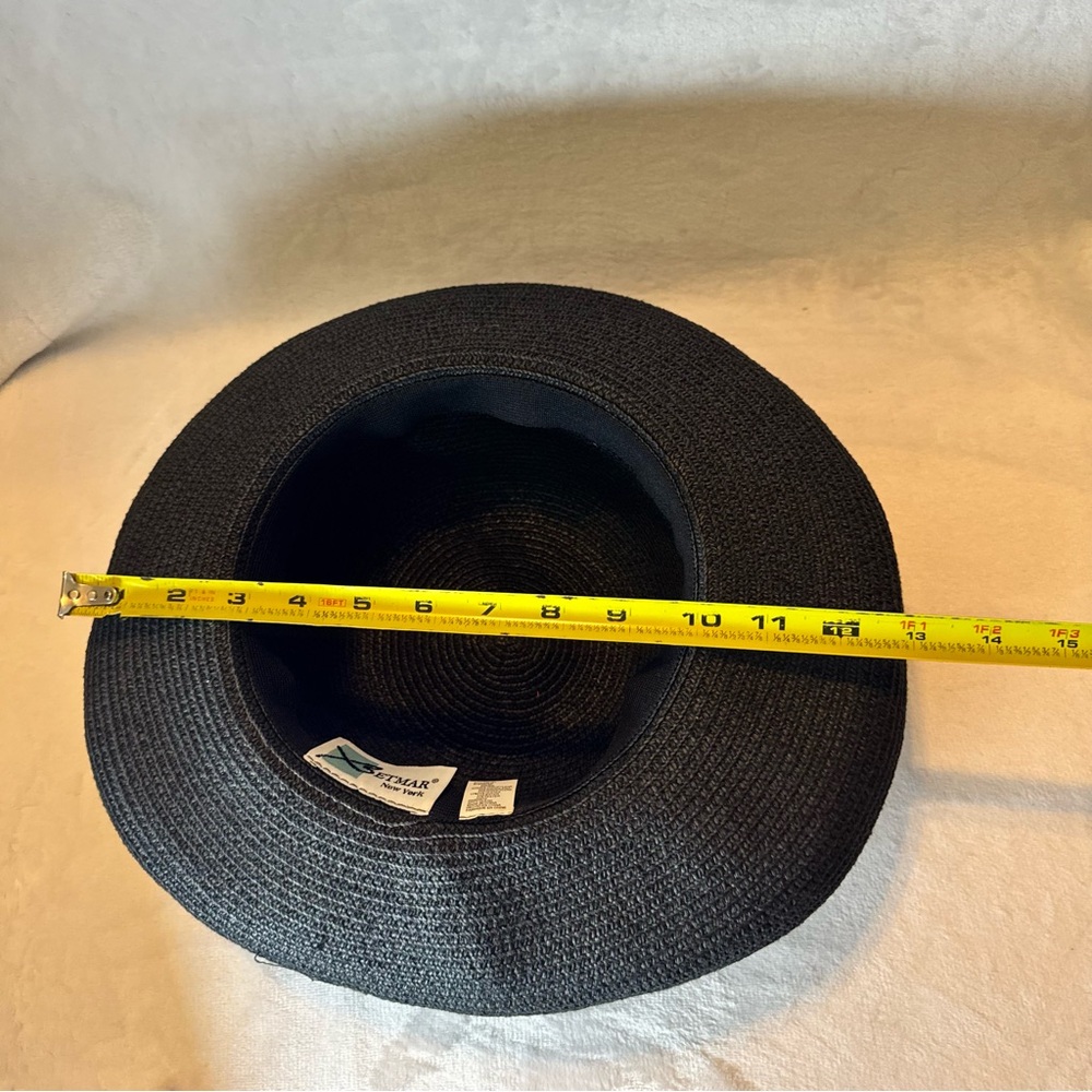 Betmar New York Vintage Black Rolled Brim Straw Sun Hat Resort Wear Retro - Picture 9 of 9